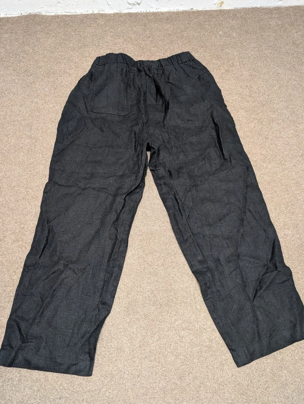 QUINCE Women's 100% Linen European Black Wide Leg Chino Pants (Medium)